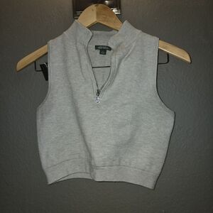 Wild Fable Gray Sleeveless Zip-Up Top